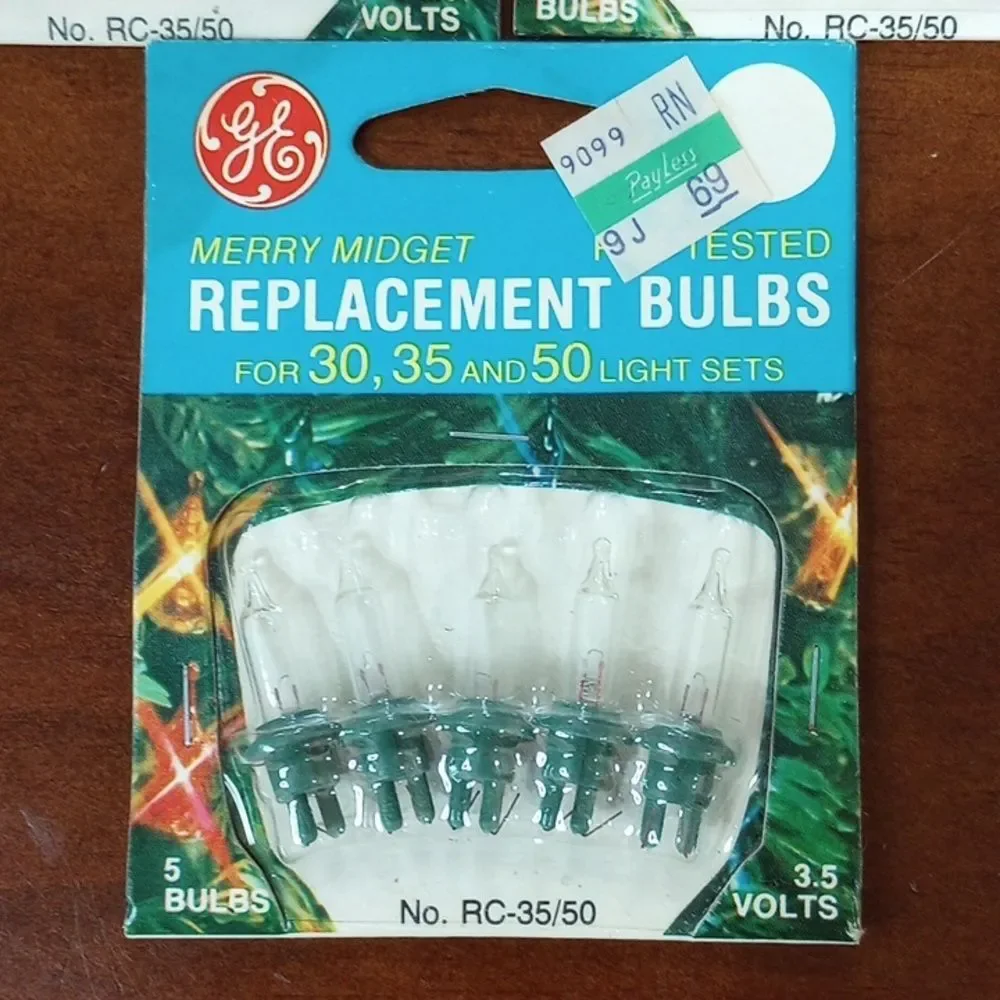 New! Vintage Merry Midget GE Replacement Light Bulbs, Lot of 4